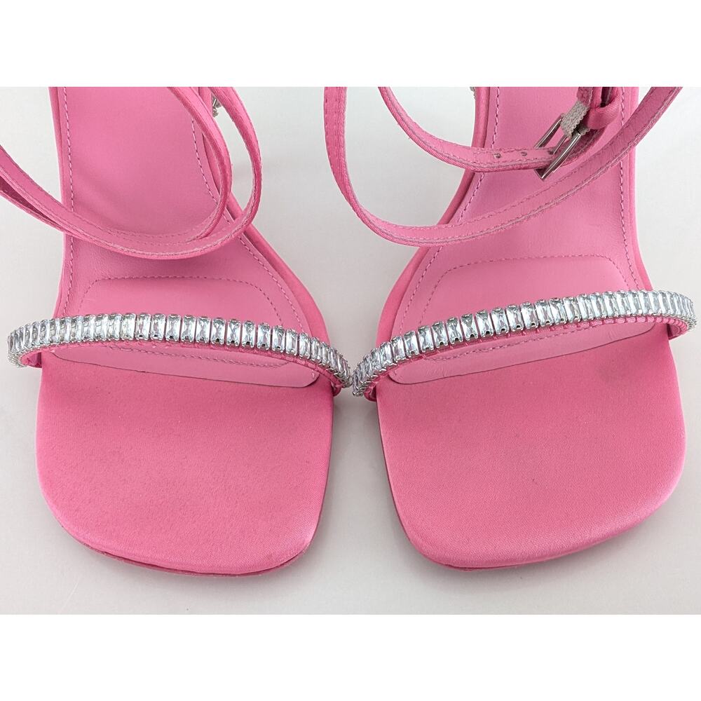 Jonathan Simkhai Luxon Crystal Harness Sandals 8.5 39 Pink Leather Party Heel - Picture 8 of 11